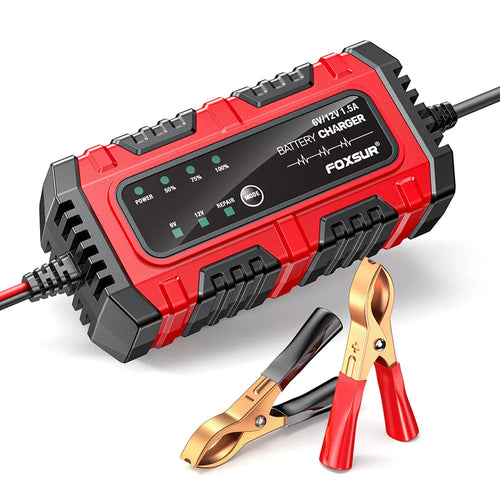 6V 12V 1.5A Smart Car Battery Charger for Lead-Acid AGM GEL Batteries