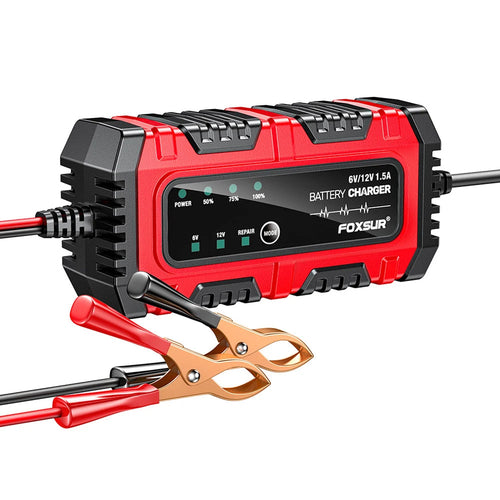 6V 12V 1.5A Smart Car Battery Charger for Lead-Acid AGM GEL Batteries