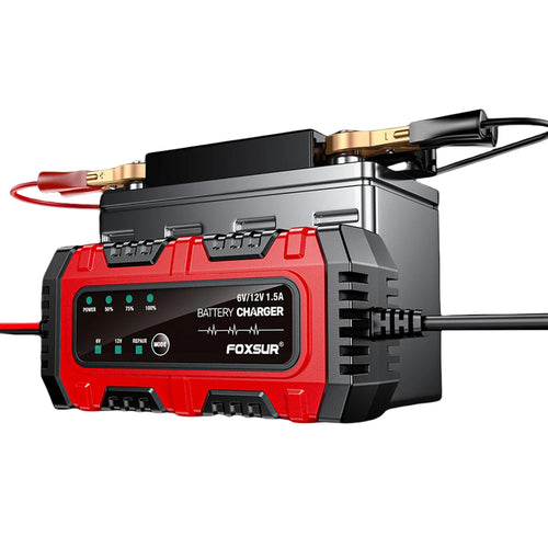 6V 12V 1.5A Smart Car Battery Charger for Lead-Acid AGM GEL Batteries