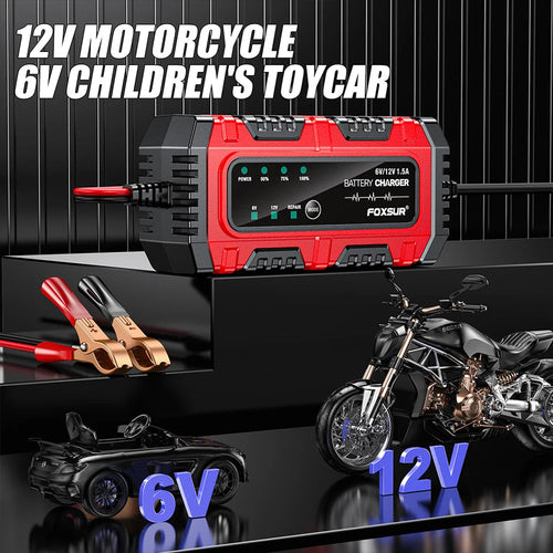 6V 12V 1.5A Smart Car Battery Charger for Lead-Acid AGM GEL Batteries
