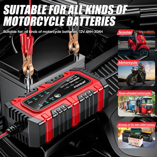 6V 12V 1.5A Smart Car Battery Charger for Lead-Acid AGM GEL Batteries