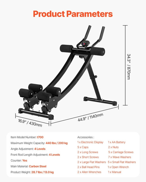 AB Workout Machine, Dual-track Ab Workout Equipment at Home Gym, Core